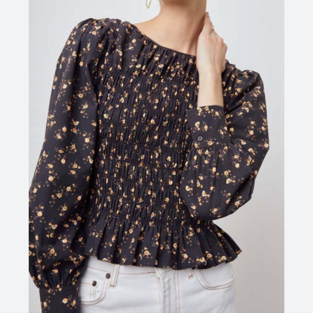 Rails Tabi top in Romantic Floral. smocked long sleeve blouse